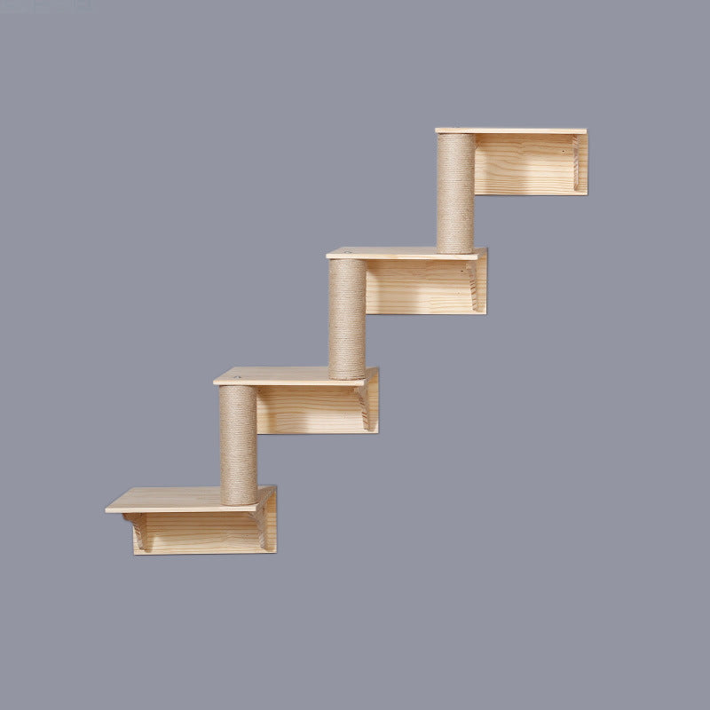 Solid Wood Wall Mounted Sisal Pole Cat Toy Platform Grabbing Board Grinding Grabbing