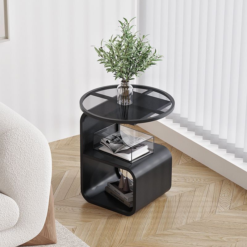 Simple Modern Round Tempered Glass Sofa Side Table