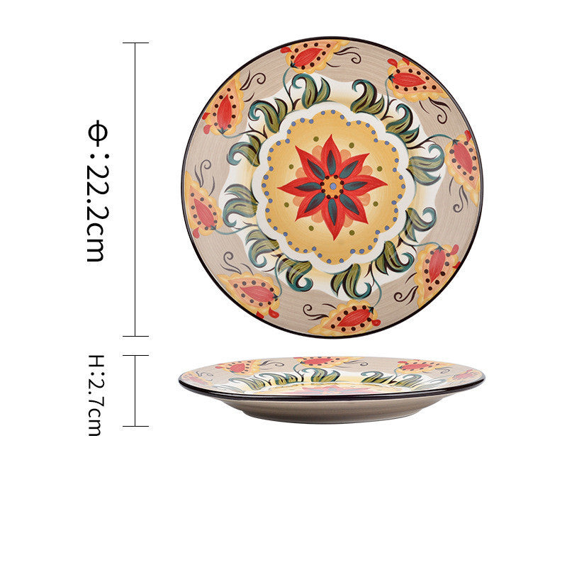 Underglaze Ceramic Tableware Bohemian Household Dishes