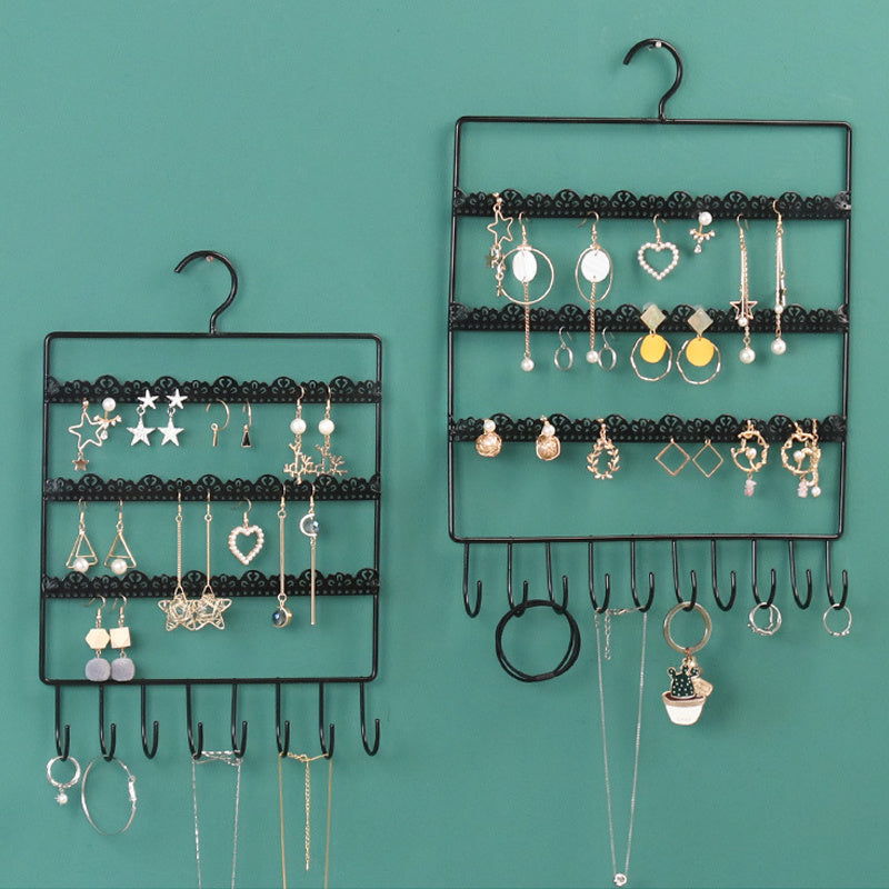 Jewelry Shelf Wrought Iron Wall Hanging Display Earring Necklace Storage Rack