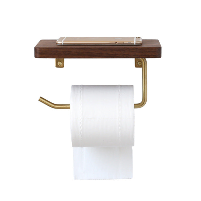 Toilet Creative Walnut Paper Roll Holder Without Perforation