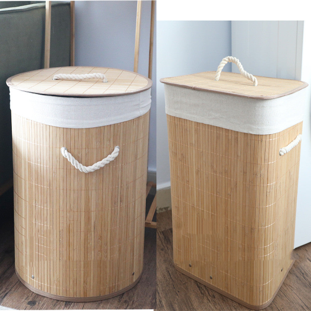 Dustproof Dirty Laundry Basket Bamboo Weaving