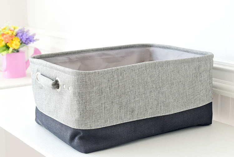 Cotton And Linen Fabric Desktop Storage Basket