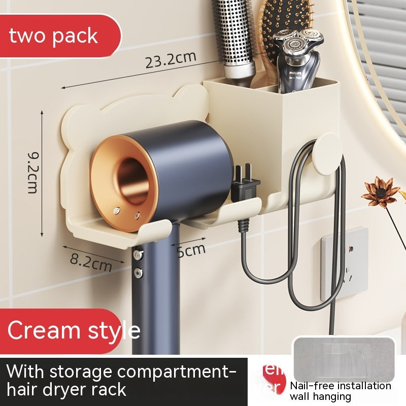 Punch-free Wall-mounted Hair Dryer Storage Rack