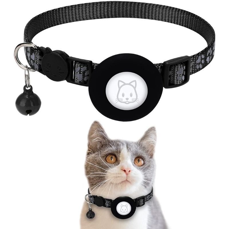 Pet Cat Footprints Reflective Collar With Bell