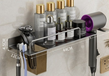 Hair Dryer And Toothbrush Holder Integrated Wall-mounted Bathroom Storage Rack