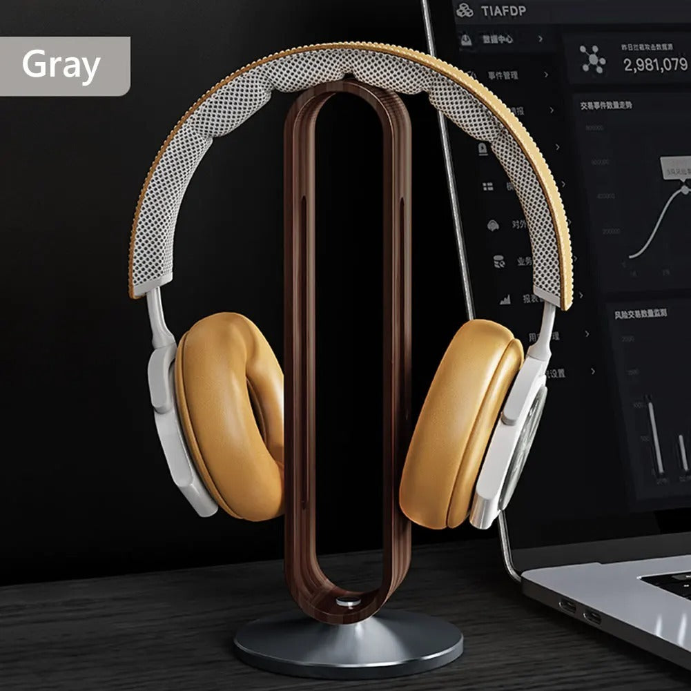 Aluminum Alloy Head-mounted Headphone Bracket With Bamboo And Metal Base