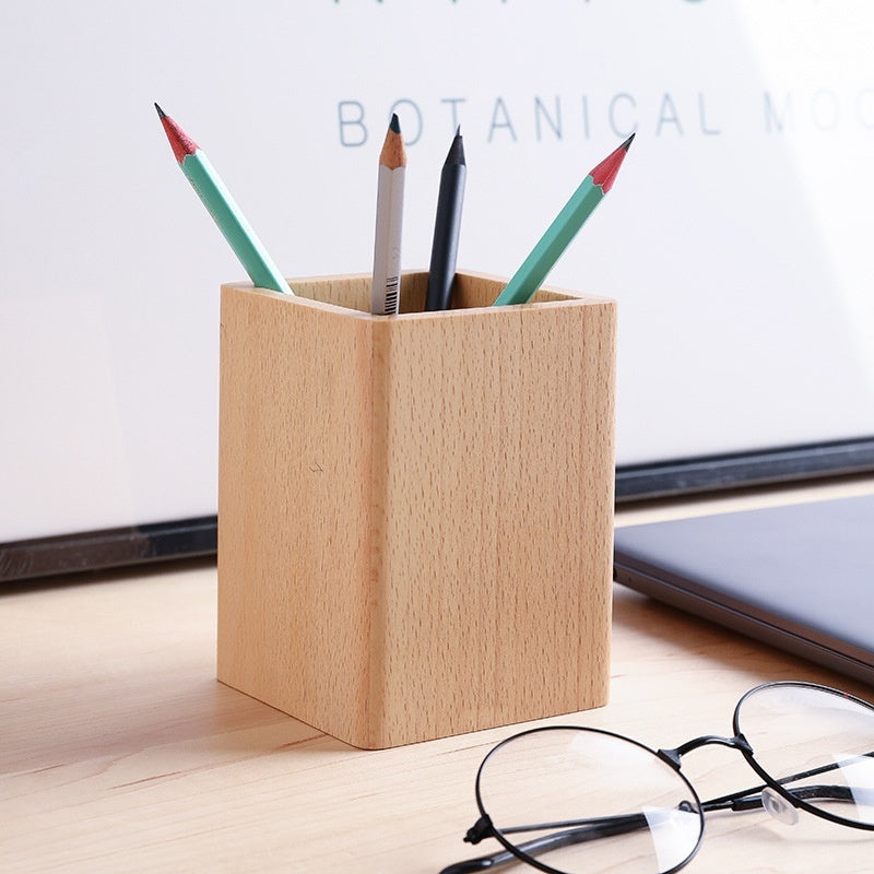 Solid Wood Creative Pen Holder Black Walnut Wooden Table Storage Box Simple