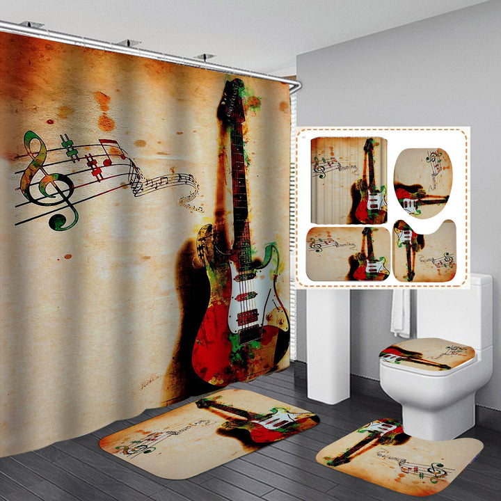 Digital Printing Waterproof And Mildew Proof Polyester Guitar Series Shower Curtain