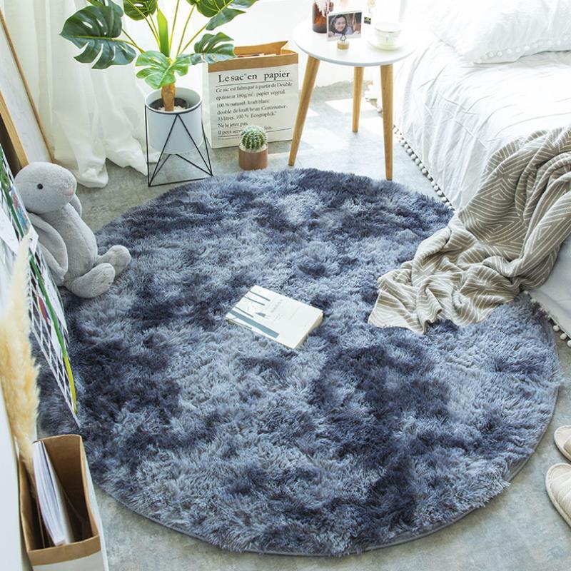 Tapis rond moelleux pour décoration de salon, tapis en fausse fourrure, tapis en peluche long pour chambre d'enfant, tapis à poils longs, tapis moderne