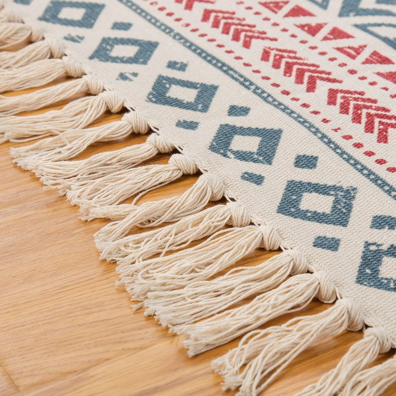 Cotton and linen hand-woven carpets