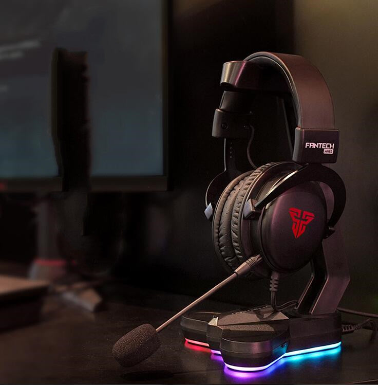 LED illuminated RGB headphone holder