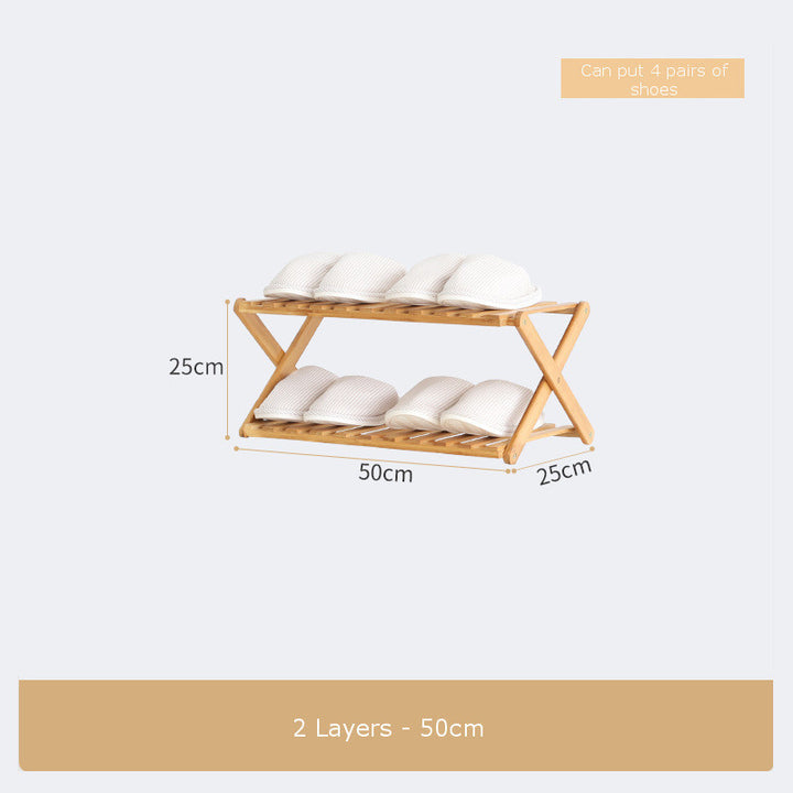 Folding Shoe Rack Compact And Simple Reinforced Bamboo