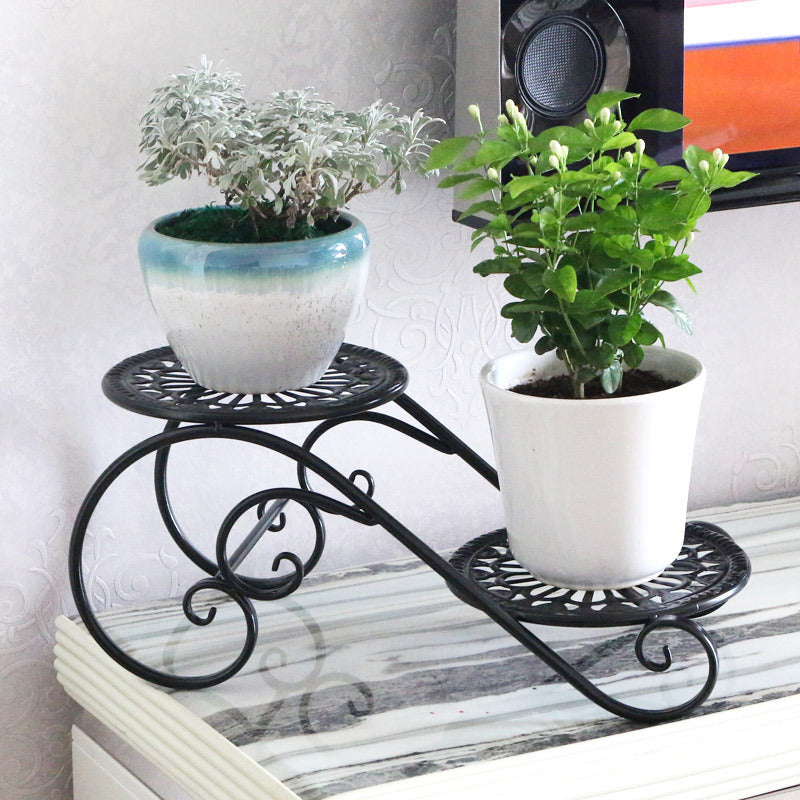 Iron Flower Shelf Balcony Living Room Flower Pot Stand Succulent Bay Window Plant Stand