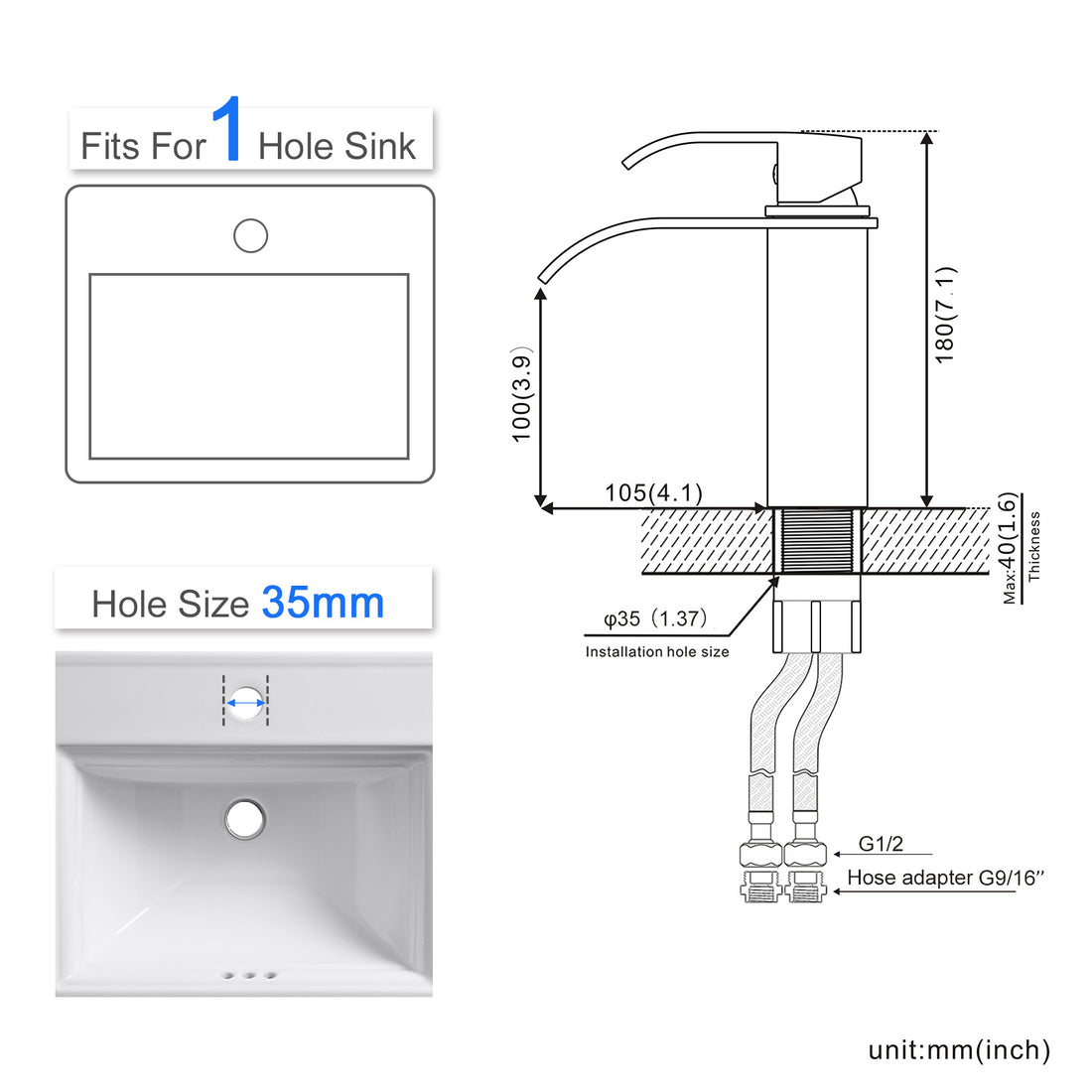 Robinet de lavabo à cascade en cuivre froid et chaud, lavage des mains complet