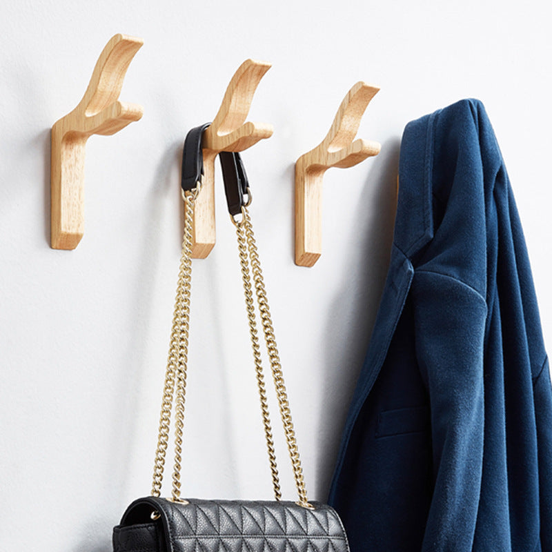 Wooden Creative Clothes Hook And Coat On The Wall