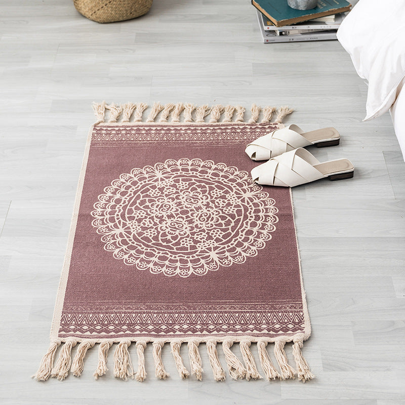 Cotton and linen hand-woven carpets