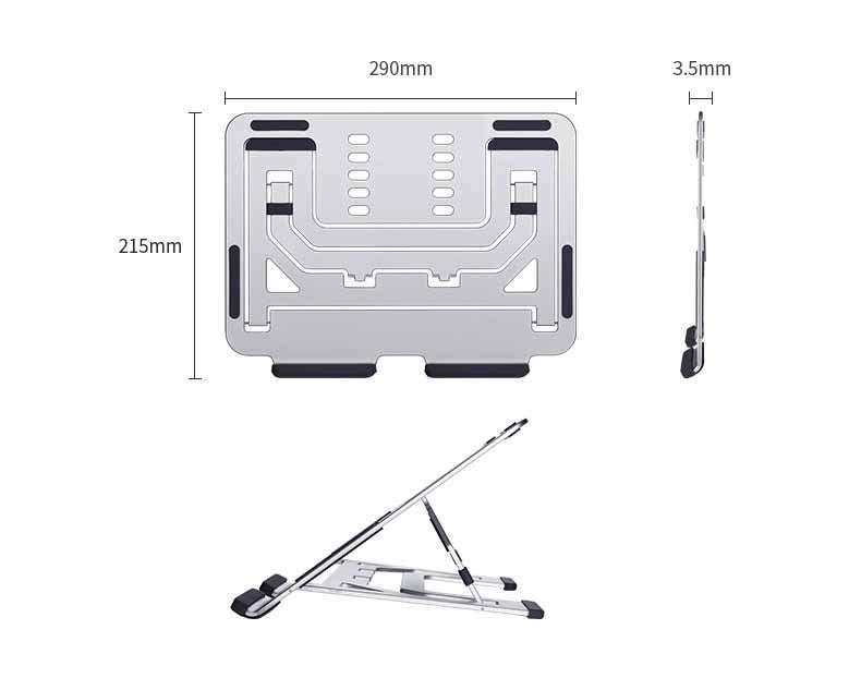 Support d'ordinateur portable multi-angle réglable en aluminium pour ordinateur portable Support d'ordinateur portable Support de refroidissement Support de rangement