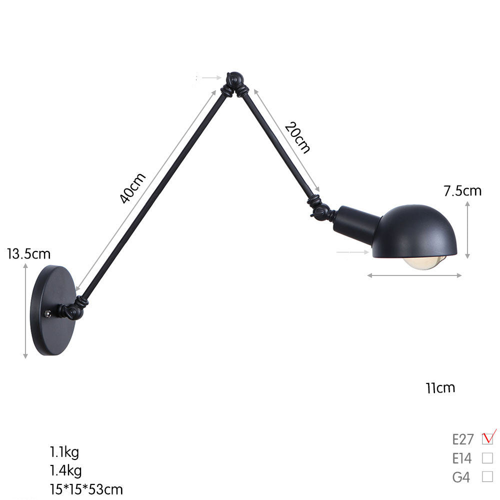 Schmiedeeiserne Wandlampe mit langem Arm für Restaurantbar