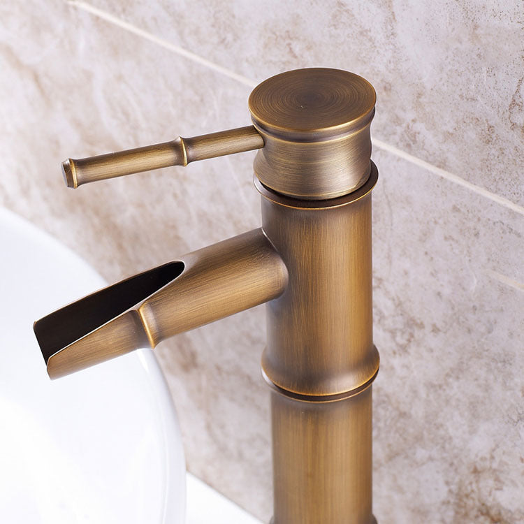 Retro bamboo hot and cold wash basin faucet