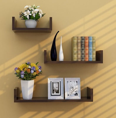 Living Room Wall Punch-free Shelf Wall Hanging Bookshelf Clapboard Storage Shelf TV Background Wall Decoration Shelf