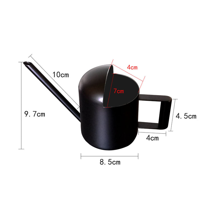 Stainless Steel Watering Can Metal Long Mouth Black