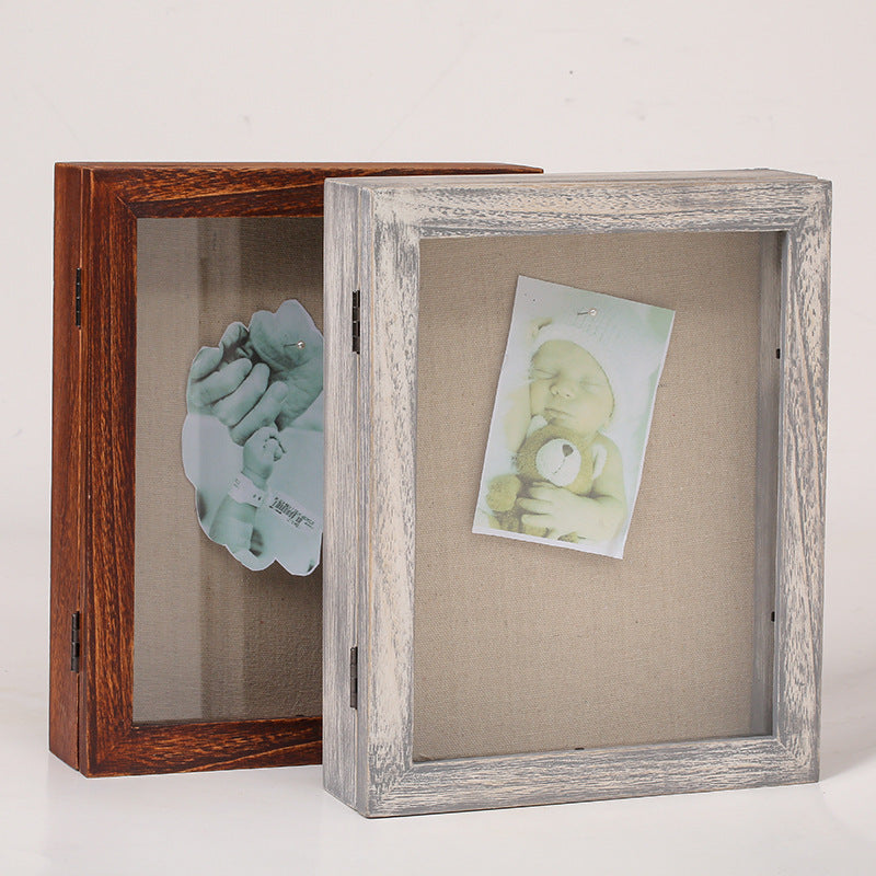 Solid Wood Retro Opening And Closing Three-dimensional Photo Frame