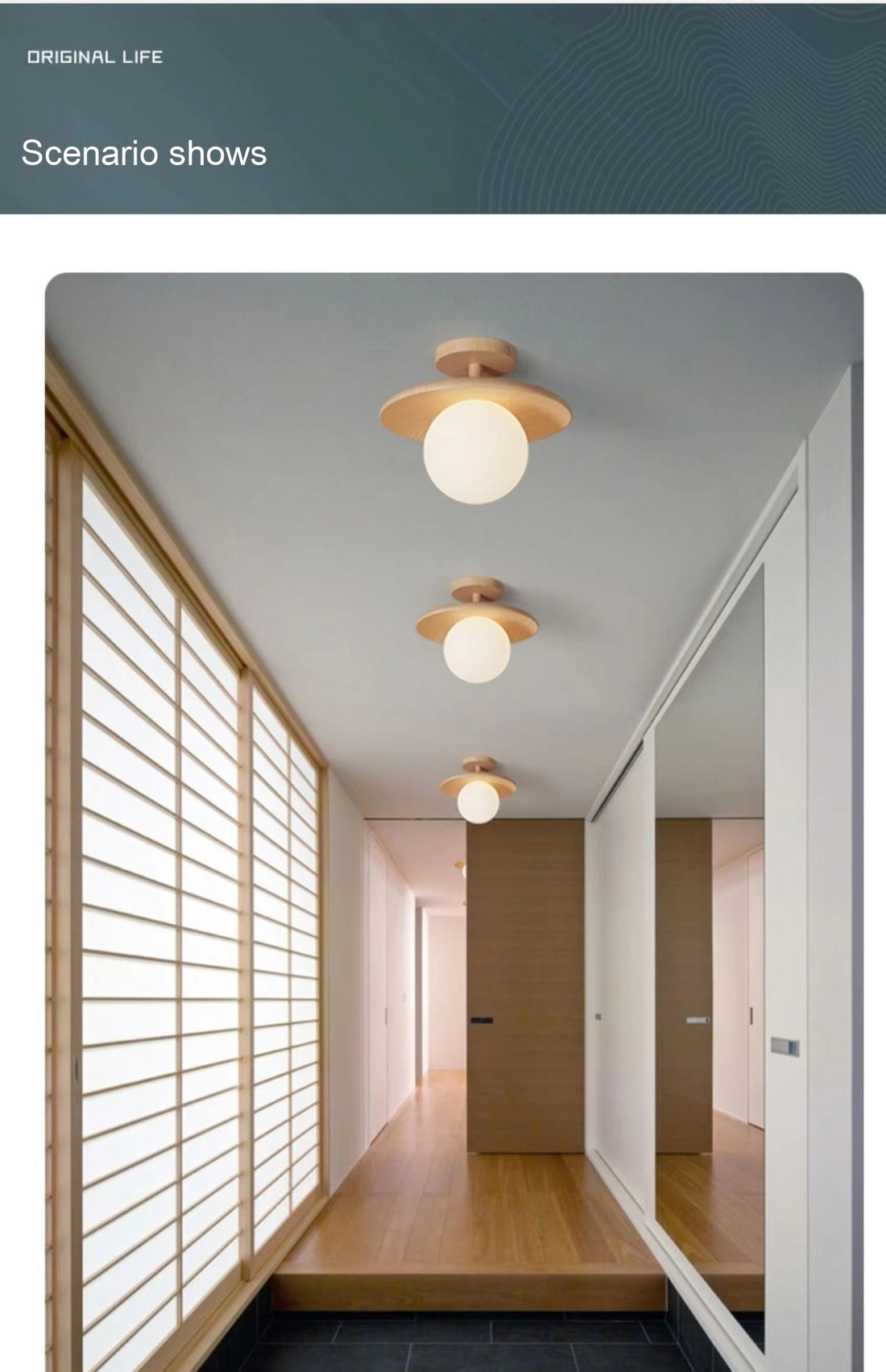 Japanese-style Solid Wood Aisle Light Ceiling Lamp Modern Minimalist