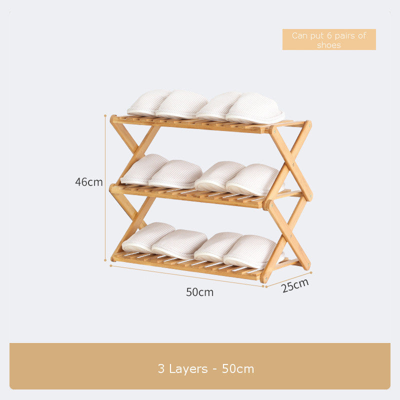 Folding Shoe Rack Compact And Simple Reinforced Bamboo