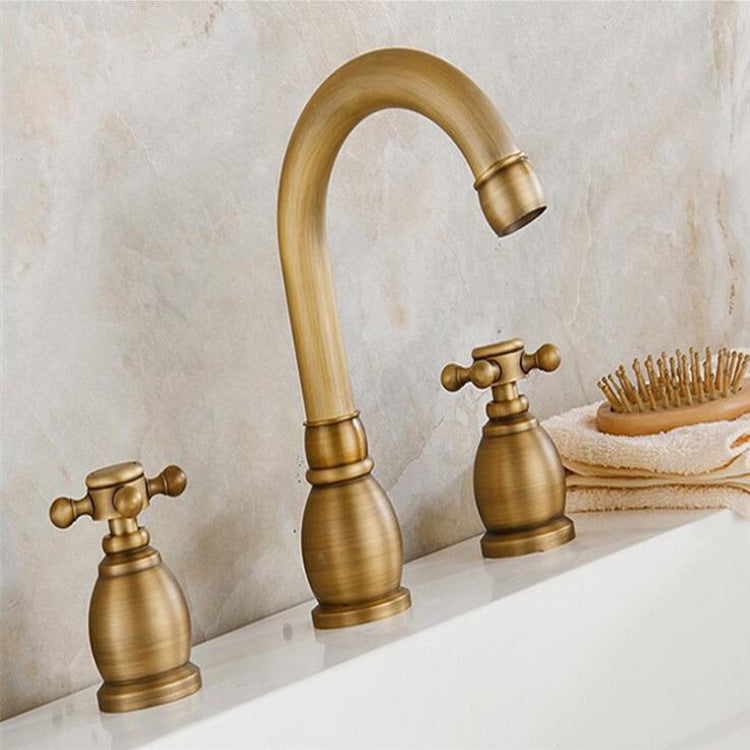 Antique Basin Hot And Cold Water Faucet Three-piece Bathtub Brass