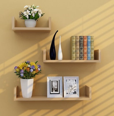 Living Room Wall Punch-free Shelf Wall Hanging Bookshelf Clapboard Storage Shelf TV Background Wall Decoration Shelf