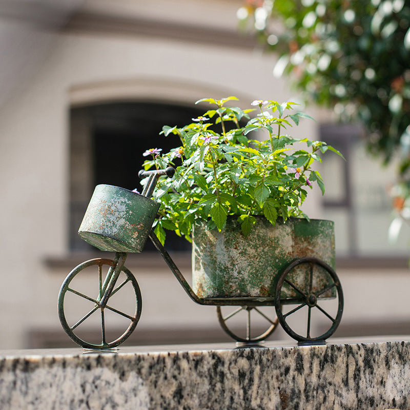 Bicycle Wrought Iron Flower Pot Flower Pot Succulent Pot Flower Cart