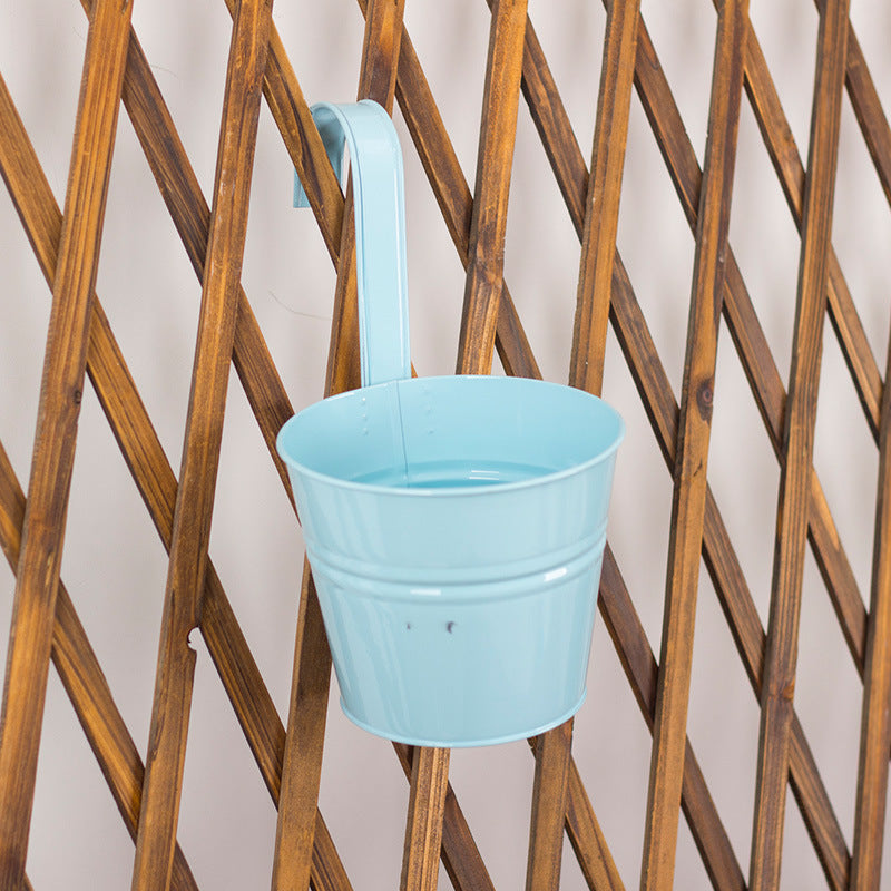 Balcony tin flower pots idyllic hanging bucket hanging pots