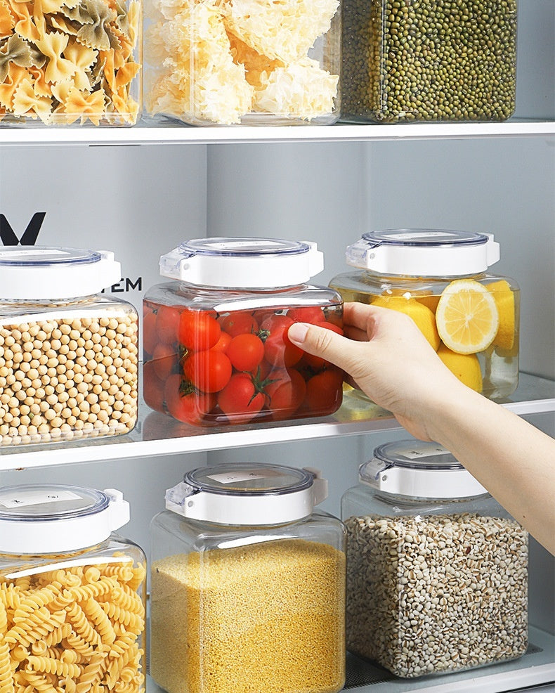 Kitchen Transparent Sealed Cans Cereals Storage Jar Spices Nuts Moisture-proof Food Storage Box