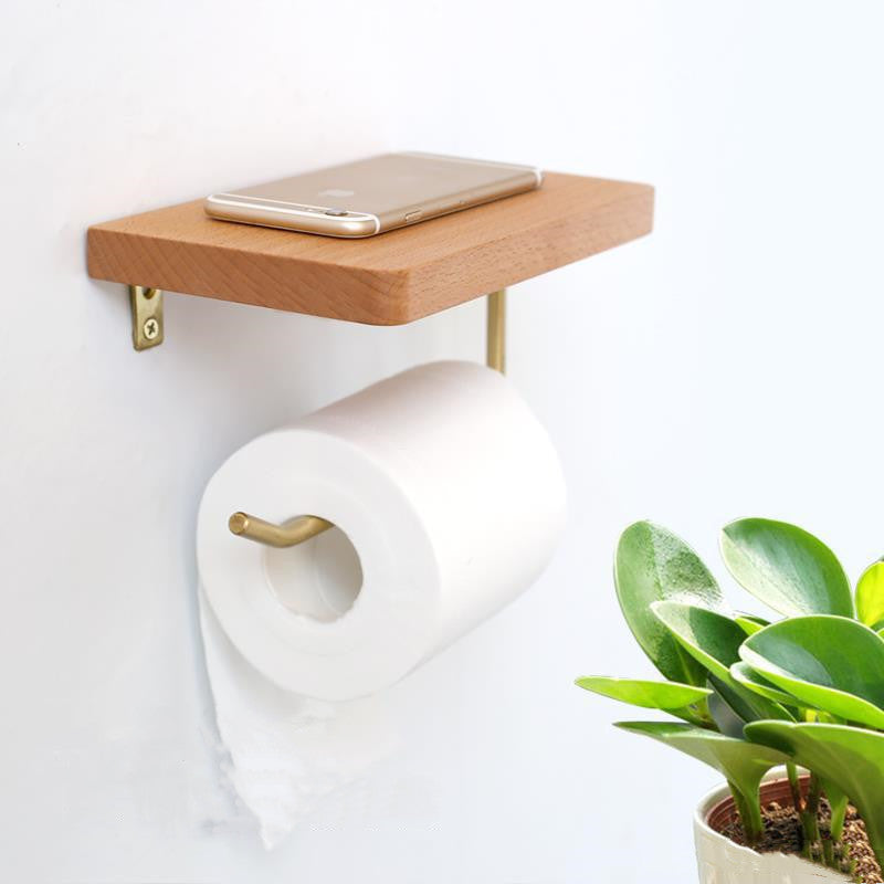 Toilet Creative Walnut Paper Roll Holder Without Perforation