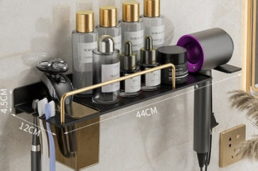 Hair Dryer And Toothbrush Holder Integrated Wall-mounted Bathroom Storage Rack