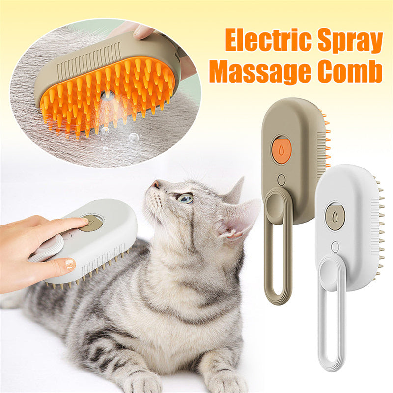 Brosse à vapeur pour chat Brosse à vapeur pour chien 3 en 1 Brosse à poils de chat à pulvérisation électrique pour massage Peigne de toilettage pour animaux Peignes d'épilation Produits pour animaux de compagnie