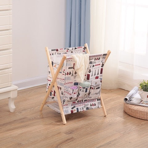 Cloth folding solid wood for dirty clothes baskets