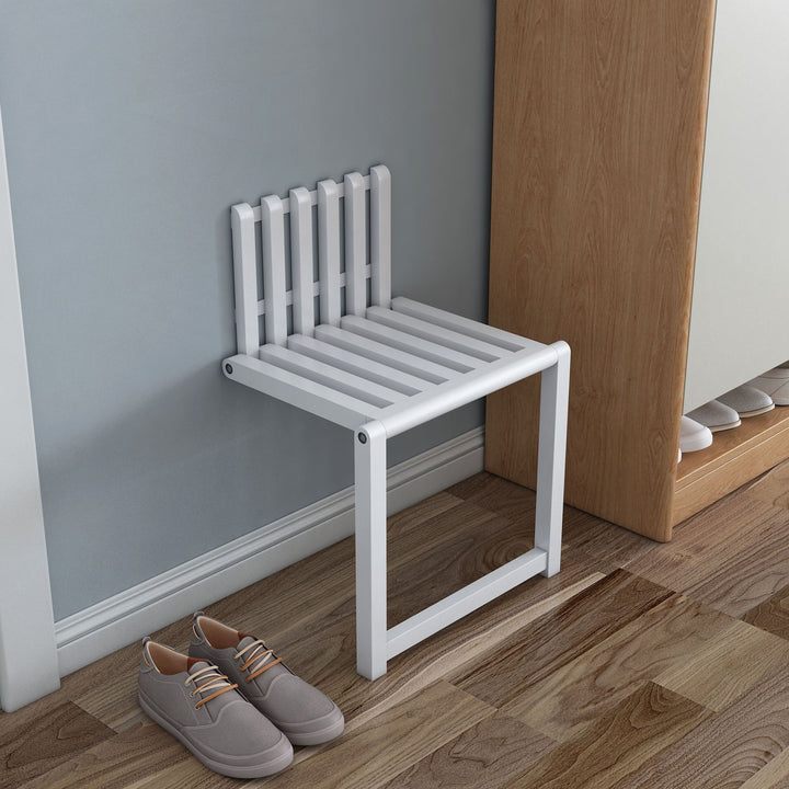 Wall-mounted Invisible Folding Chair Changing Shoe Stool Solid Wood