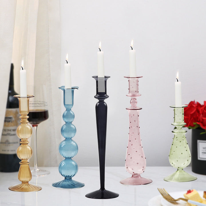 Glass Candle Holder For Retro Home Decoration