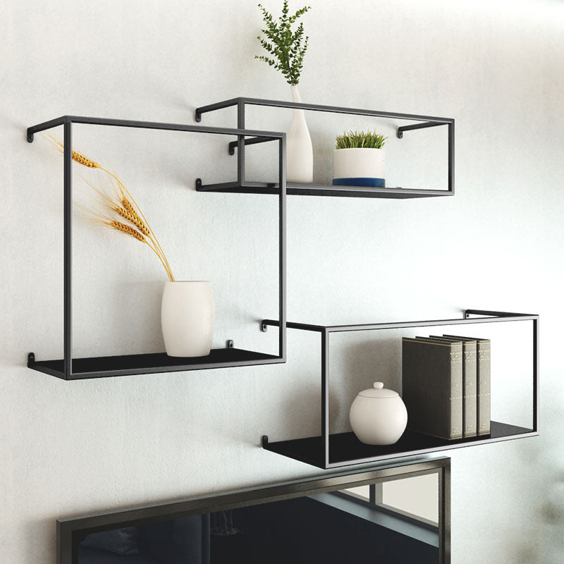 Living Room Bookshelf Wrought Iron Mounted Wall Rack