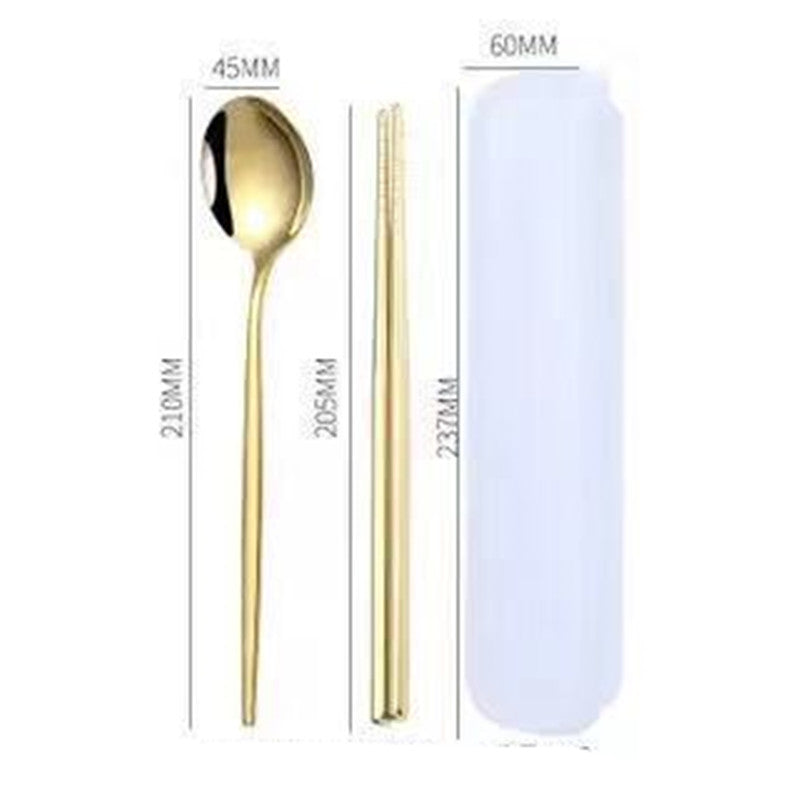 Portable Stainless Steel Chopsticks Spoon Fork Tableware Set