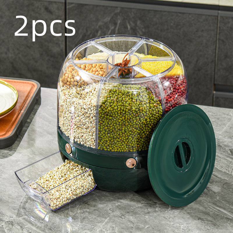 Large Food Storage Container 360 Rotating Rice Barrels Sealed Cereal Dispenser Rice Tank Grain Box Kitchen Storage Container