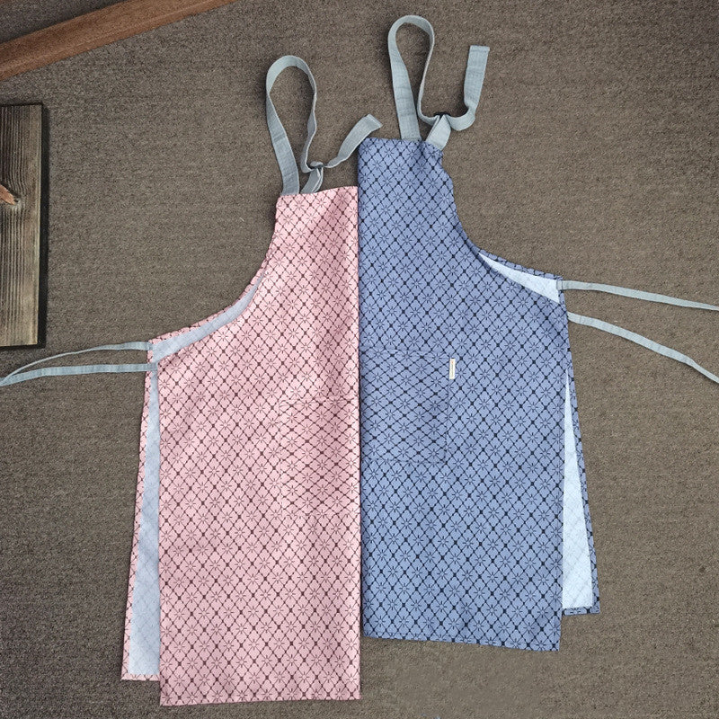 Apron Waterproof And Oil-proof Women Overalls Kitchen Cooking Cute Hanging Neck Printing Pocket