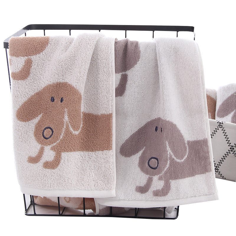 Cartoon Dog Embroidered Towel Wash Face Towel