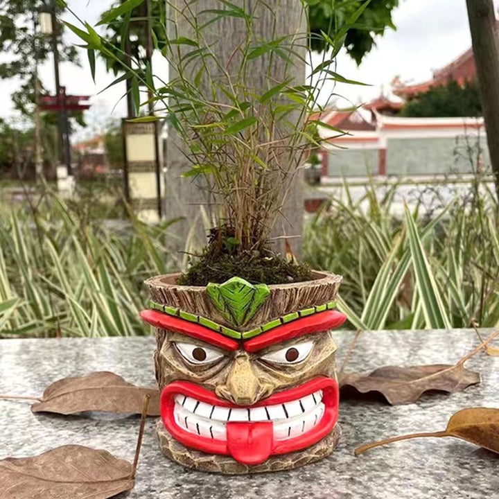 Mask Totem Flower Pot Garden Micro Landscape