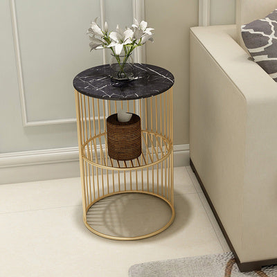 Petite table basse en fer forgé pour salon, mini étagère de rangement