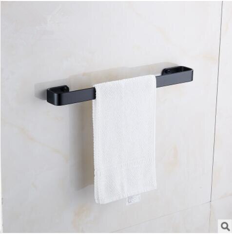 Black single pole bathroom space aluminum single layer towel bar bathroom pendant square towel rack