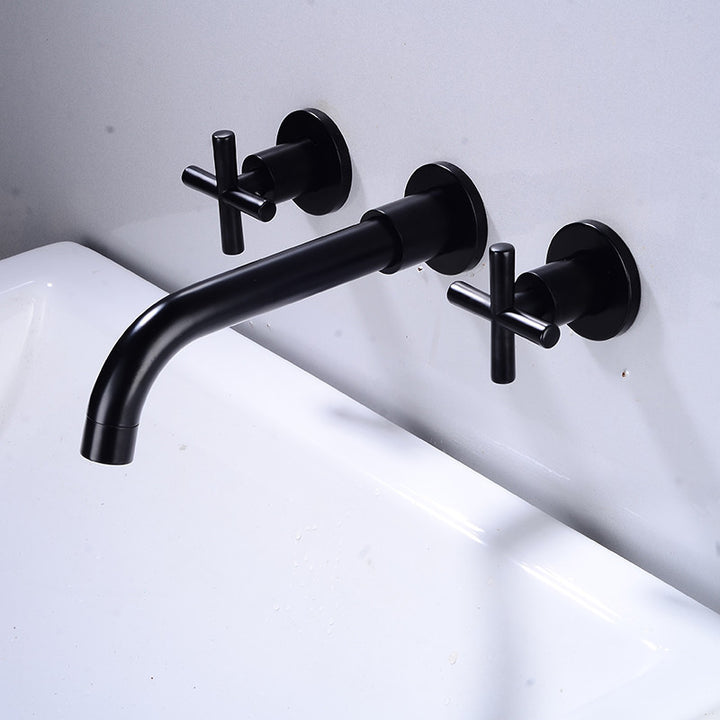 Antique Chrome-plated Black Hot And Cold Water Basin Faucet