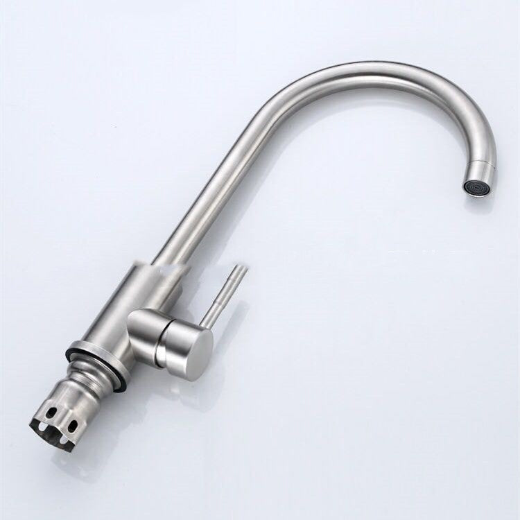 304 Stainless Steel Kitchen Faucet Large Curved Faucet Stainless Steel Sink Flat Tee Faucet